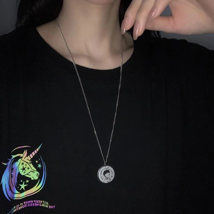 Ожерелье из титановой стали Little prince для мужчин и женщин холодная сетка красного