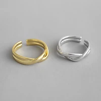 classic plain rings for women sterling silver 925 fine jewerly finger ring line cross style adjustable opening size party gifts