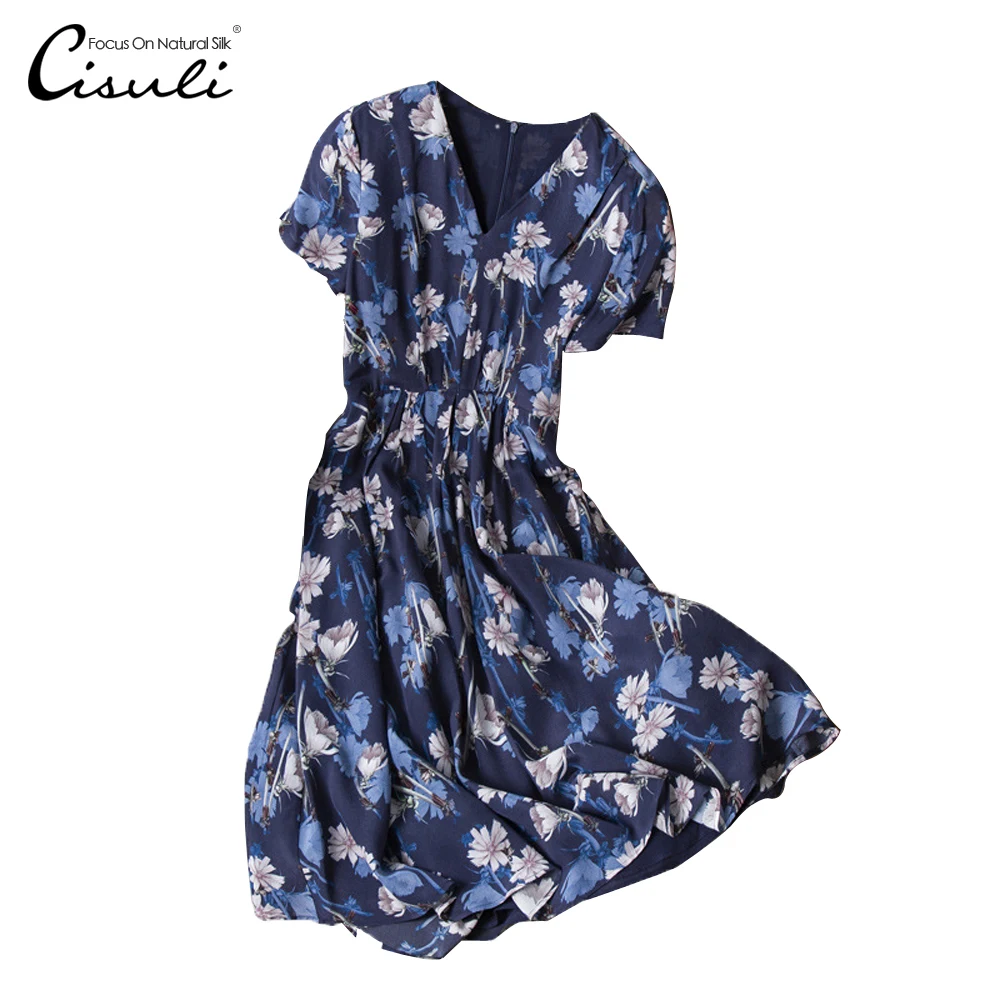 

CASUAL silk ladies dress holiday dress