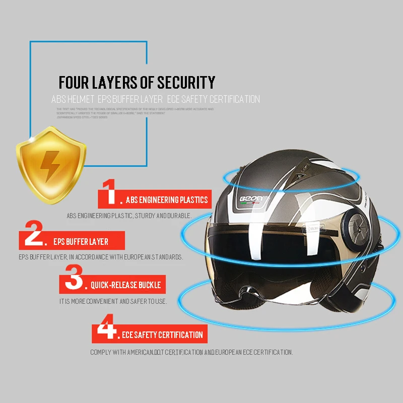 Мотоциклетный шлем BEON с открытым лицом винтажный мотоциклетный двойным