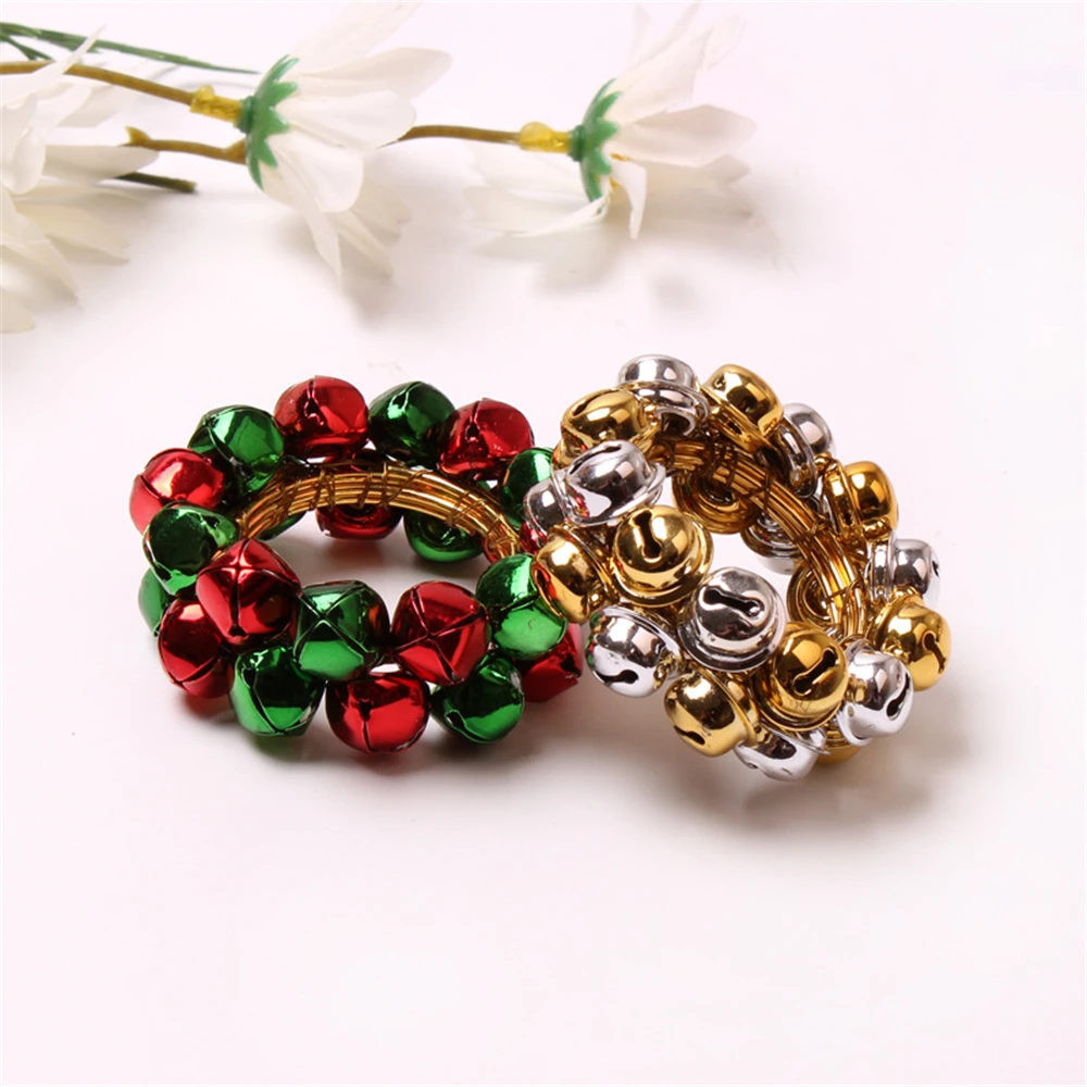 

12PCS/Christmas series of hand-woven color bells, napkin ring, table top decoration, for Christmas family holiday parties
