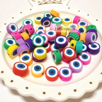 40pcs 10mm colorful flatback round shape evil eye polymer clay beads for diy bracelet necklace jewelry making