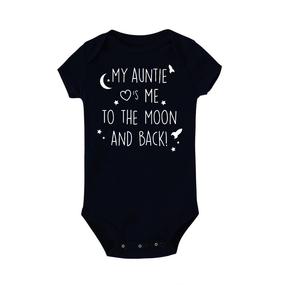 Baby Boys Girls My Aunt Love Me to the Moon and Back New Sweet Romper Letter Print Short Sleeve Clothes Outfit Onesie | Мать и ребенок