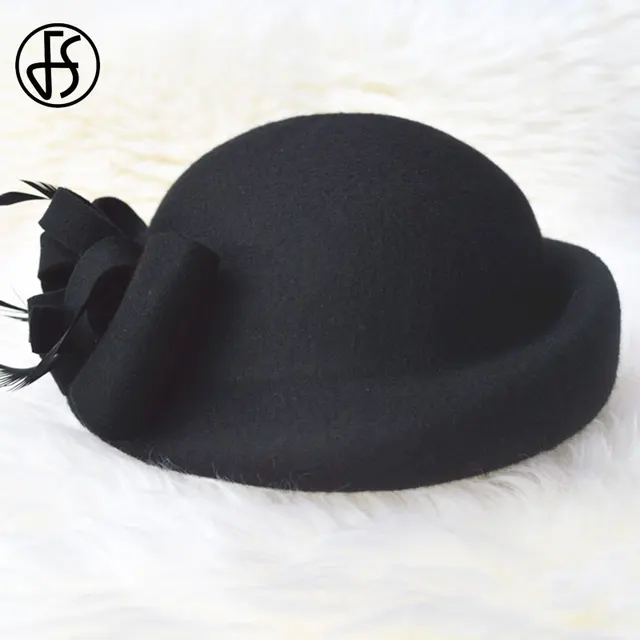 FS Vintage Red Wool Fedora Hat Beret 
