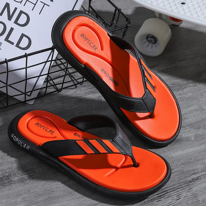 

Wear fashionable and versatile slippers, men's cool color, high elastic EVA insole flip flop