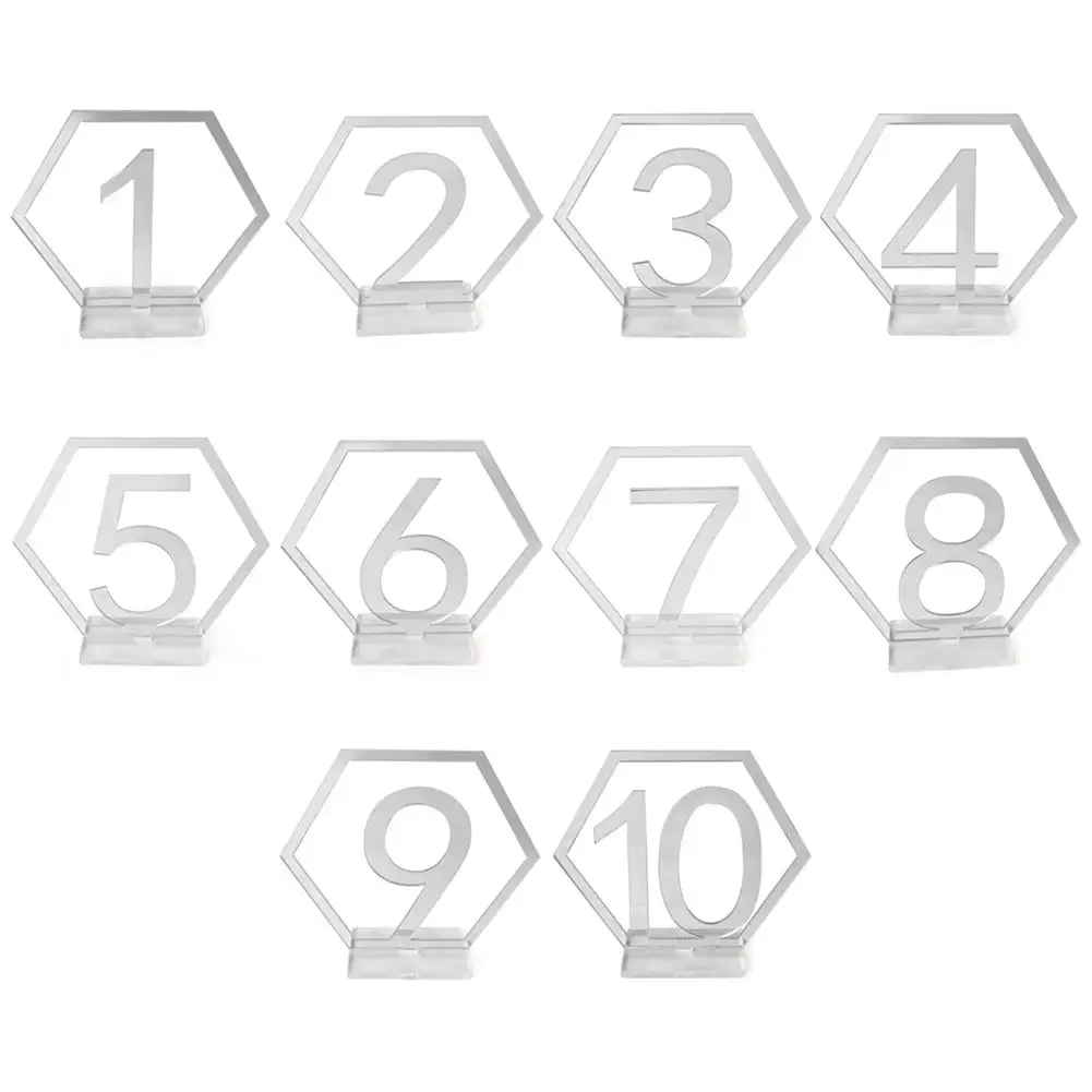 A Set Of Acrylic Antler Golden Banquet Table Number Plate Wedding Supplies 1-20 Hexagonal Digital Seat Card Decoration | Дом и сад