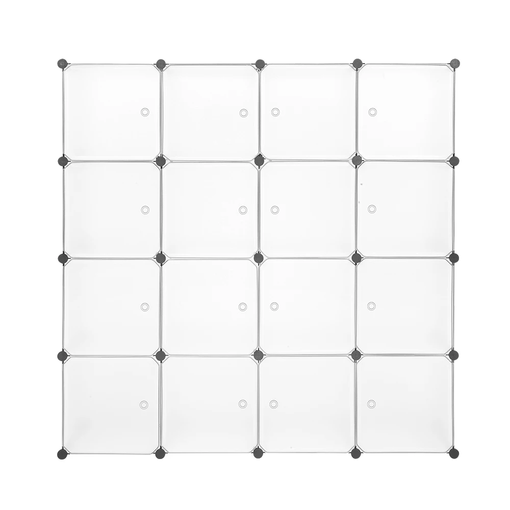 Modular Closet Organizer Plastic Cabinet Bookcase 16 Cube Wardrobe Cubby Shelving Storage Cubes Drawer Unit