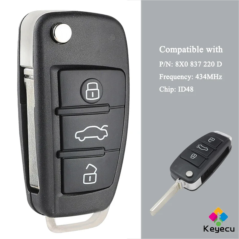 KEYECU обновленный ключ для автомобиля с дистанционным управлением чипом ID48 434 МГц