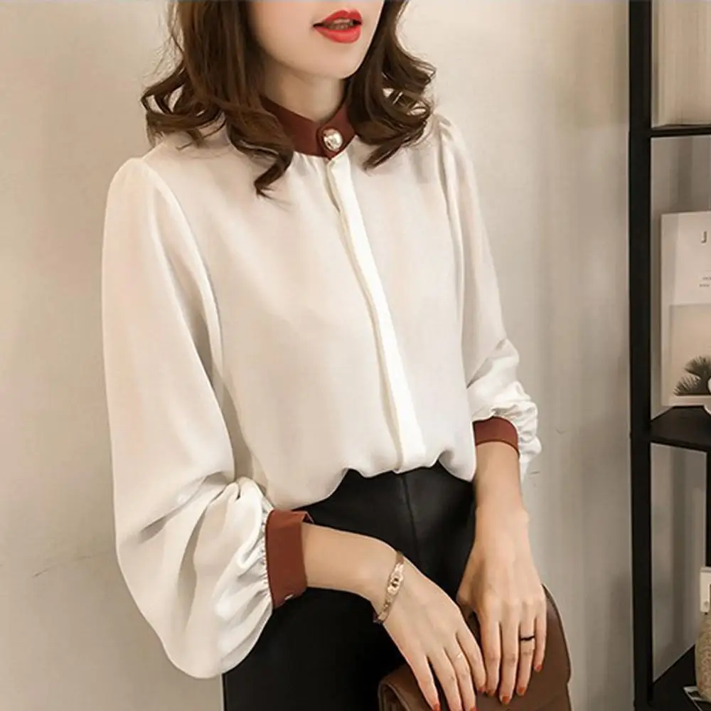 Блузка Женская атласная с длинным рукавом Элегантная Модная рубашка