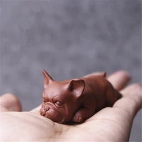 creative purple clay sleepy dog tea pet teaware supplies ceramic small animal figurines lucky puppy home decoration crafts
