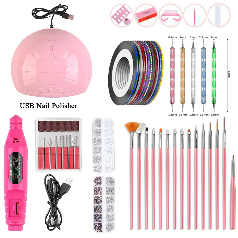 

USB Nail Polish Machine Nail Electric Manicure Drills Kit Nail Art Pen With Nail Brush Nail Art Decoration Dotting Pen
