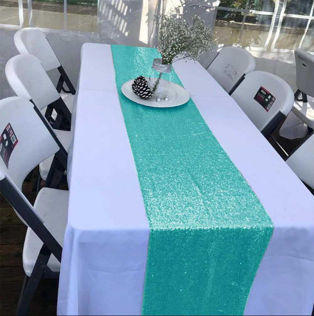 12x72 дюймов Рождественская скатерть с зелеными блестками для обеденного стола