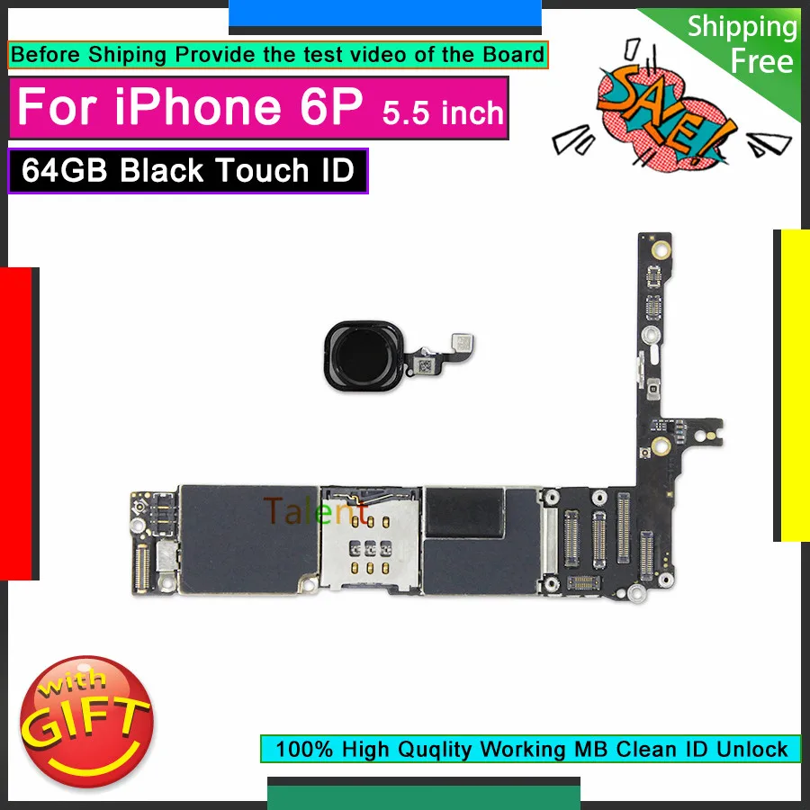 Материнская плата для IPhone 6 P Plus 64 ГБ черная сенсорная идентификационная кнопка
