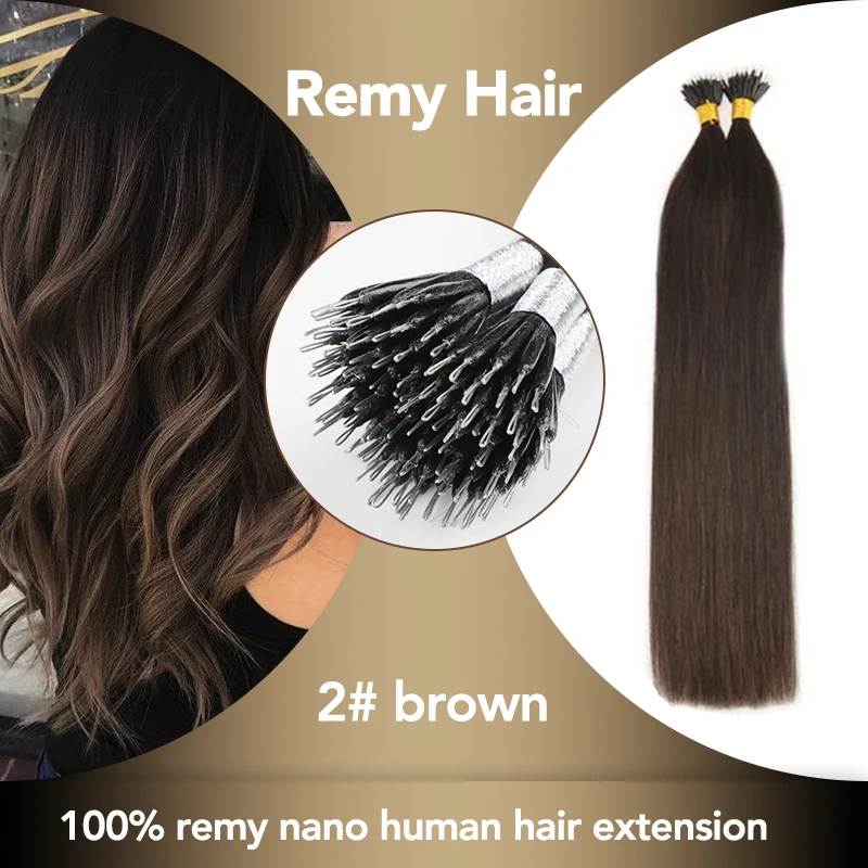 Sobeauty, человеческие накладные волосы с нано-наконечниками, волосы remy, 20 дюймов, прямые коричневые волосы для наращивания, волосы для наращивания с микро-бусинами, капсулы