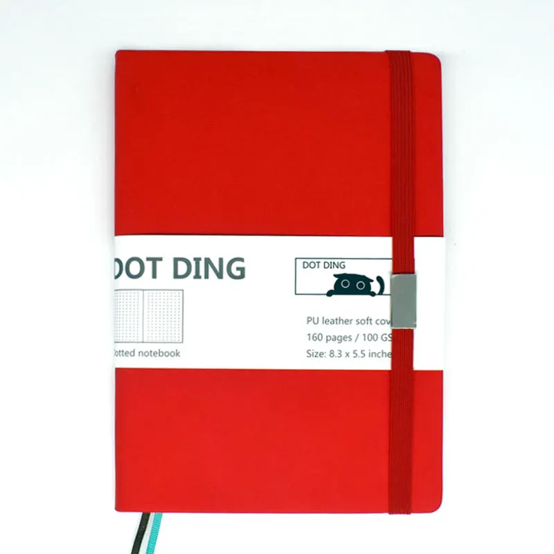 Красный Новое поступление Bullet Journal точечная бумага А5, кожаный мягкий переплет, 80 листов, слоновая кость белая бумага 120 г/м2, блокнот ручной работы дневник - Цвет: Красный