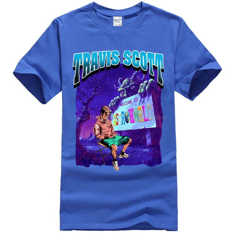 Men blue Трэвиса Скотта Astroworld, футболка, размер, подарок, принт, мужская, черная, классная, повседневная, прайд, футболка, мужская, унисекс, новая, модная футболка - Цвет: Men blue