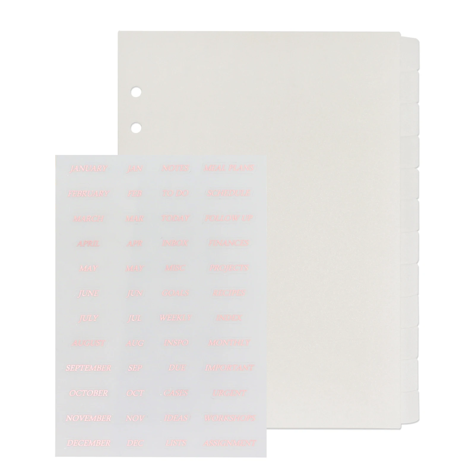 Multibey A5 12 Label Divider With Rose Gold Foil Label Sticker Wear-Resistant And Practical Plastic Notepad Divider Page