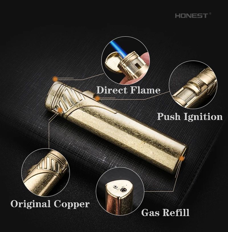 Новая Металлическая газовая зажигалка для надувания. Длинная полоса однократный