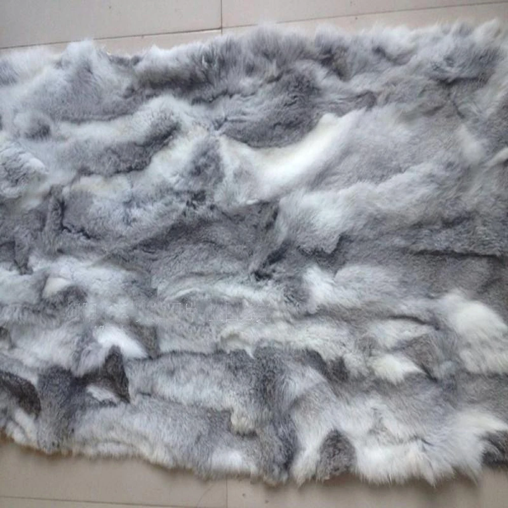 Натуральная Лоскутная тарелка из кроличьего меха настоящий ковер одеяло