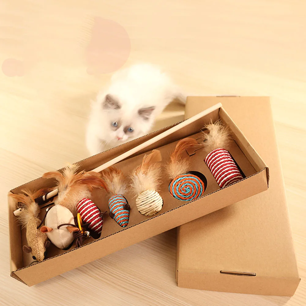 _ 7 шт./компл. Интерактивная палка для кошек из пеньковой веревки игрушки котят
