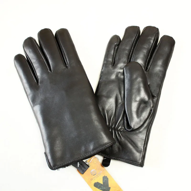 Перчатки мужские зимние из овечьей кожи толстые теплые с меховой подкладкой