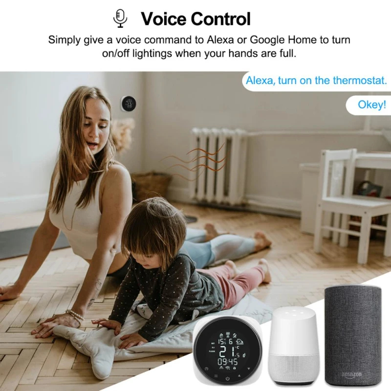 Термостат Tuya цифровой Круглый с поддержкой Wi-Fi и Alexa Google Home | Строительство ремонт