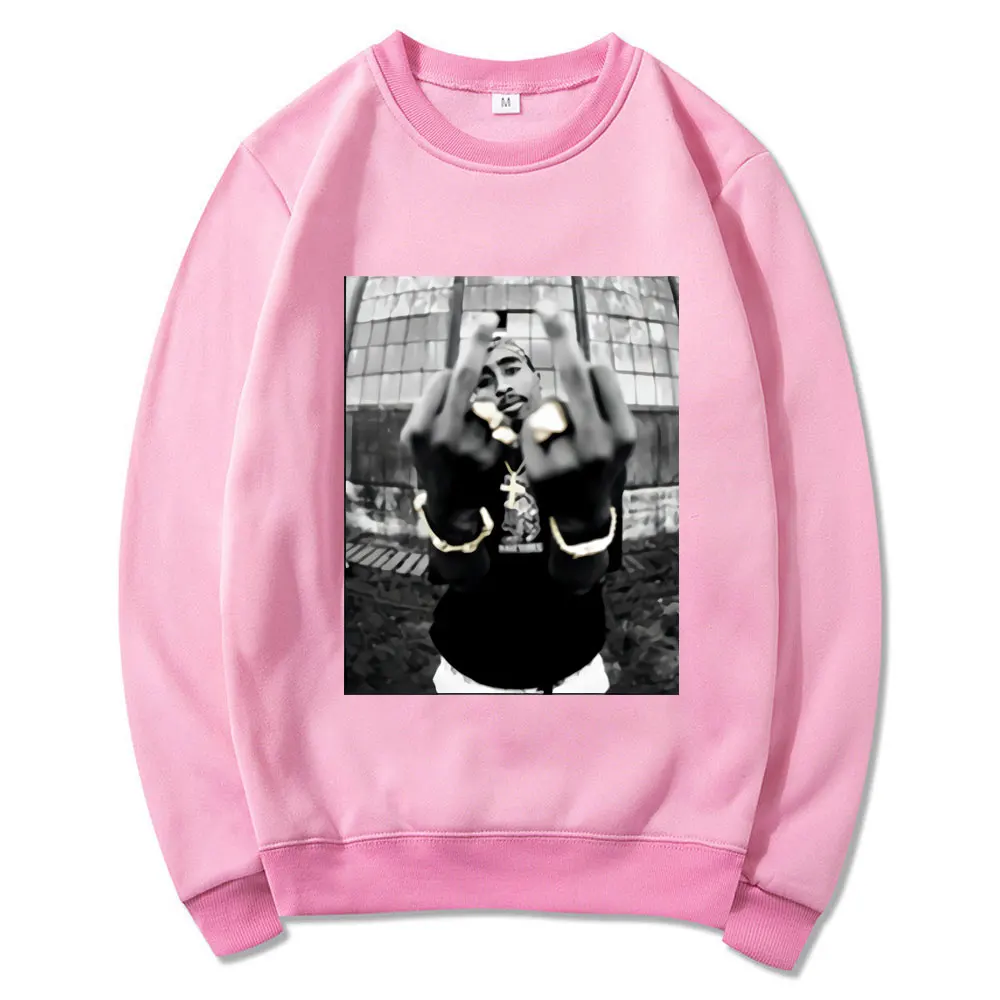

2pac Tupac Shakur Casual Loose Streetwear Men's Fashion Hiphop Rap Star Cool Sweatshirt Long Sleeve Cotton Retro