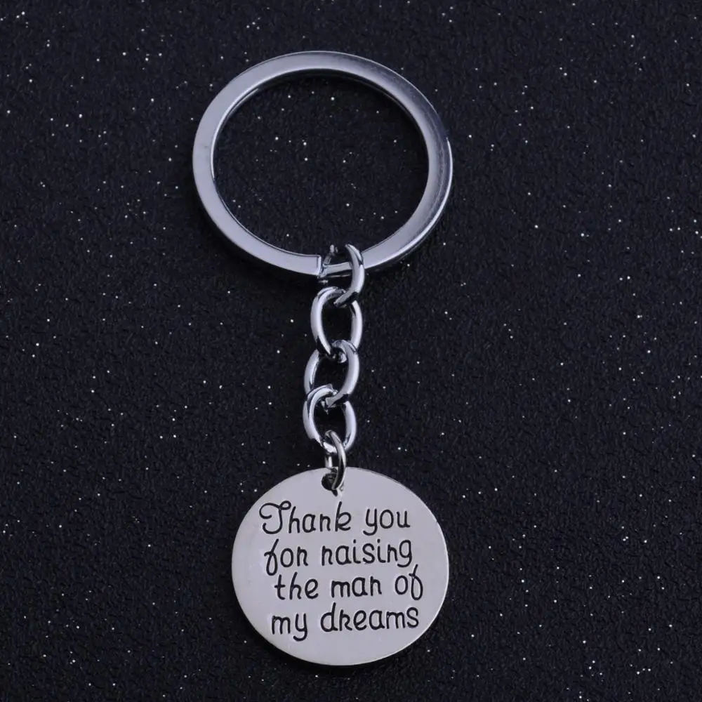 

12PC Thank You For Raising The Man Of My Dreams Keyrings Round Charm Pendant Keychains Women Jewelry Keyfob Mother-in-law Gifts