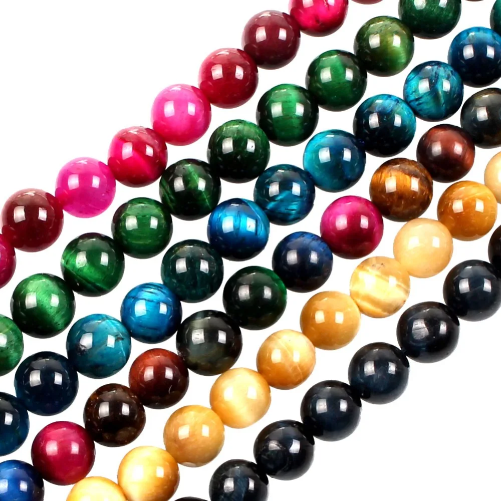 Модные Разноцветные агаты из натурального камня тигровый глаз круглые бусины