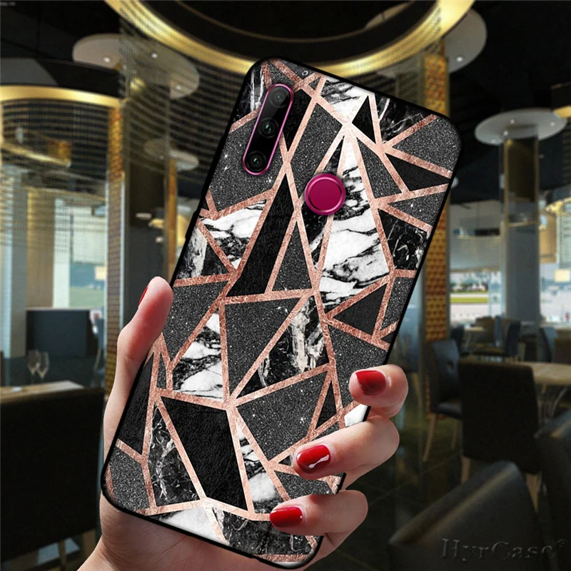 Marble Geometric Art Black Phone Case For Huawei Honor 10i 20i 30i 9 10 20 30 10X Lite Pro 9X 8X 8C Soft Silicone Cover huawei waterproof phone case