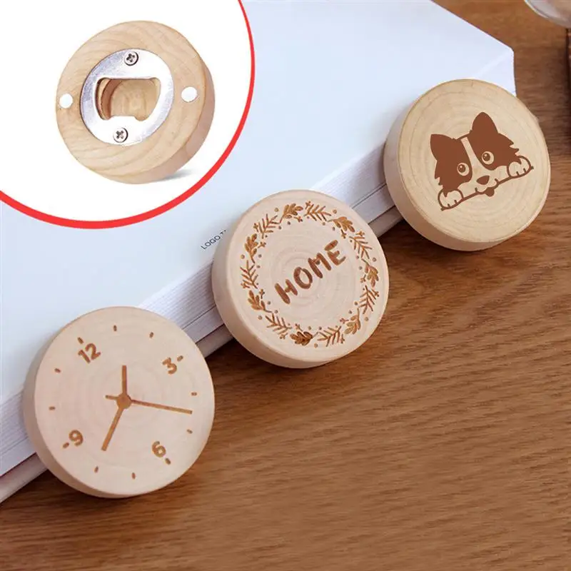 

Bottle Opener Wooden Multi-purpose Beer Opener Bottle Cap Opener Fridge Magnet for Home Decor