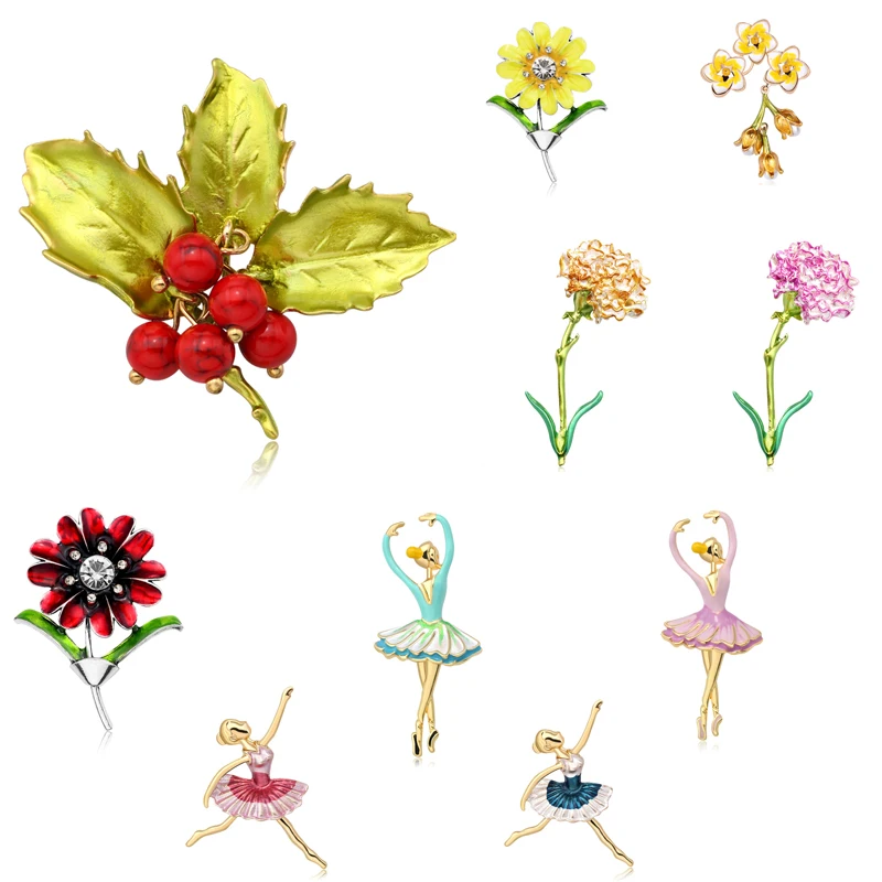 Fruit Girl Dancer Brooches for Women Cute Plant Flower Shape High Quality Fashion Wedding Jewelry | Украшения и аксессуары