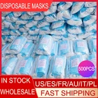 Оптовая продажаПрямая поставка 500 шт.упак. 3-слойная одноразовая маска синяя черная розовая Нетканая противопылевая маска с петлями для ушей