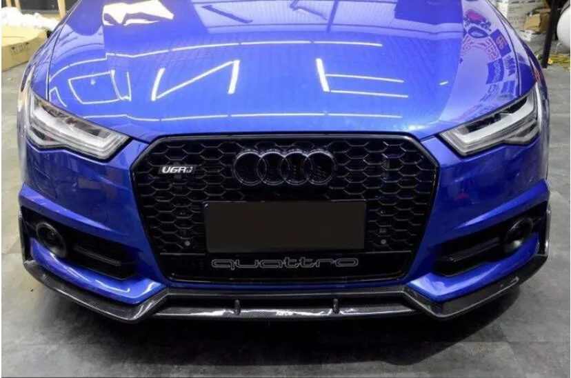 A6 Реальные углеродного волокна спереди диффузор губа на задний бампер с боковой