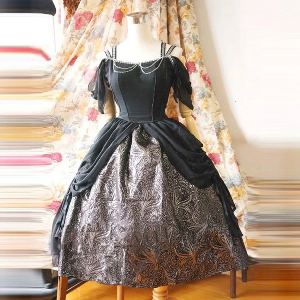 Женское винтажное готическое платье с открытыми плечами лоскутное праздничное