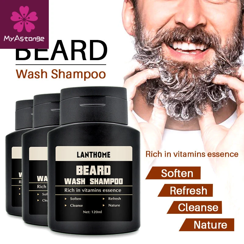 

120ml Men Beard Wash Beard Shampoo Deep Cleansing Nourishing Beard Hair Cleanser Vitamin Essence Repair Keep Beard Shaping