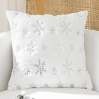 christmas plush pillowcase snowflake pattern sequins decorations 4545cm creative european style household soft cushion covers