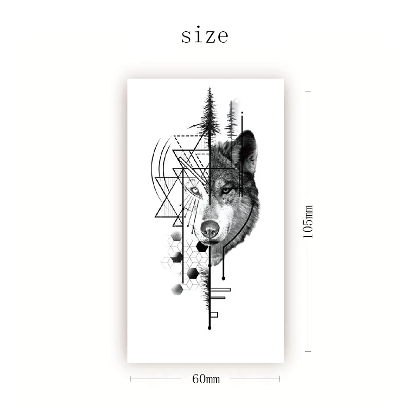 

Waterproof Black Tattoo Sticker Temporar Fake Tattoo Geometric Arm Neck Leg Tattoo Wolf Forest Sticker Fake Tattoo for Woman Men