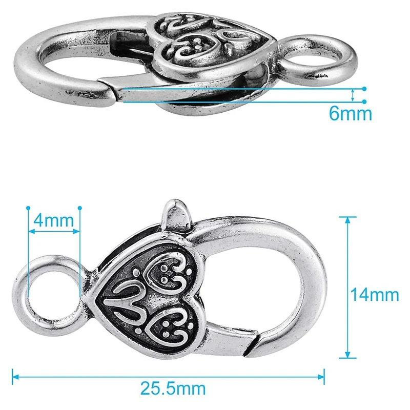 30Pieces Heart Lobster Claw Clasps Tibetan Antique For Jewelry Bracelet DIY Making Accessories | Украшения и аксессуары