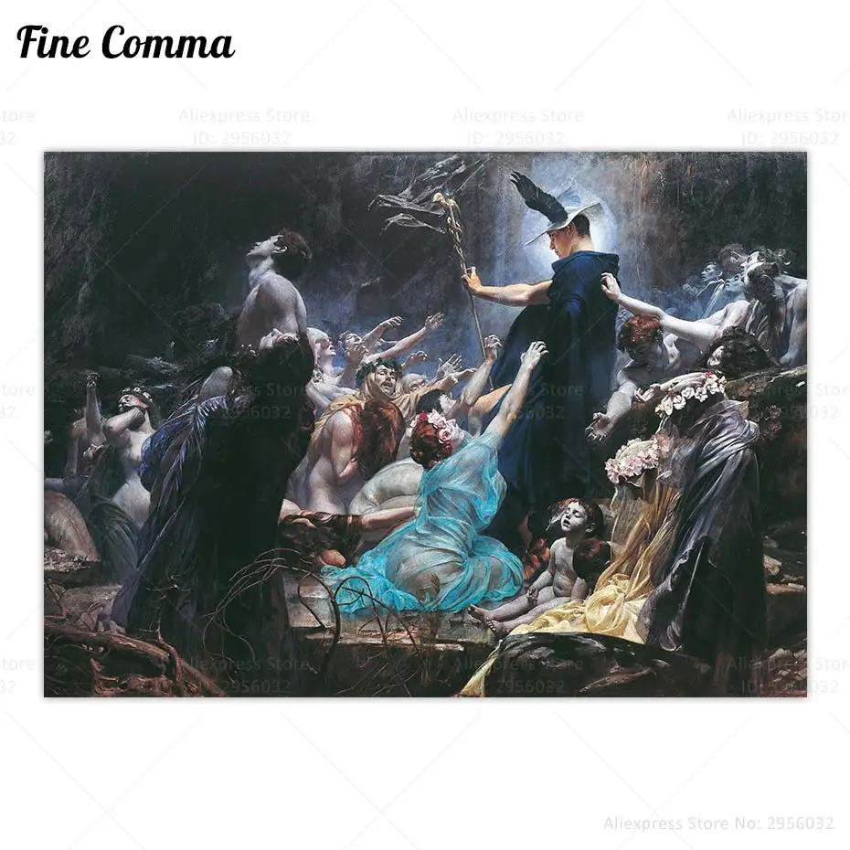 Винтажный постер с принтом души на банках Acheron Adolf Hiremy Hirschl, воспроизведение волшебной стены, Картина на холсте, домашний декор, подарок