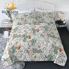 BlessLiving Cactus Comforter Set Geometric Bedding Cover Green Plant Cozy Thin Duvet Cartoon Spot Bedspread Flower Home Decor 1