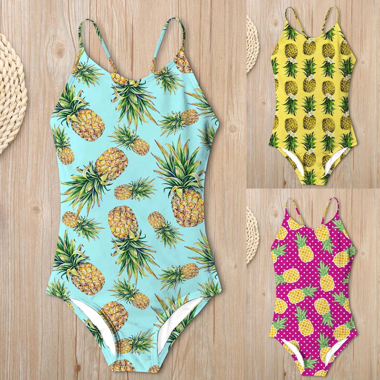 

2021 New Girls' Summer Cute Criss Cross Back Leopard Floral Print One-piece Swimsuit Vogue Summer Children's Swimwear