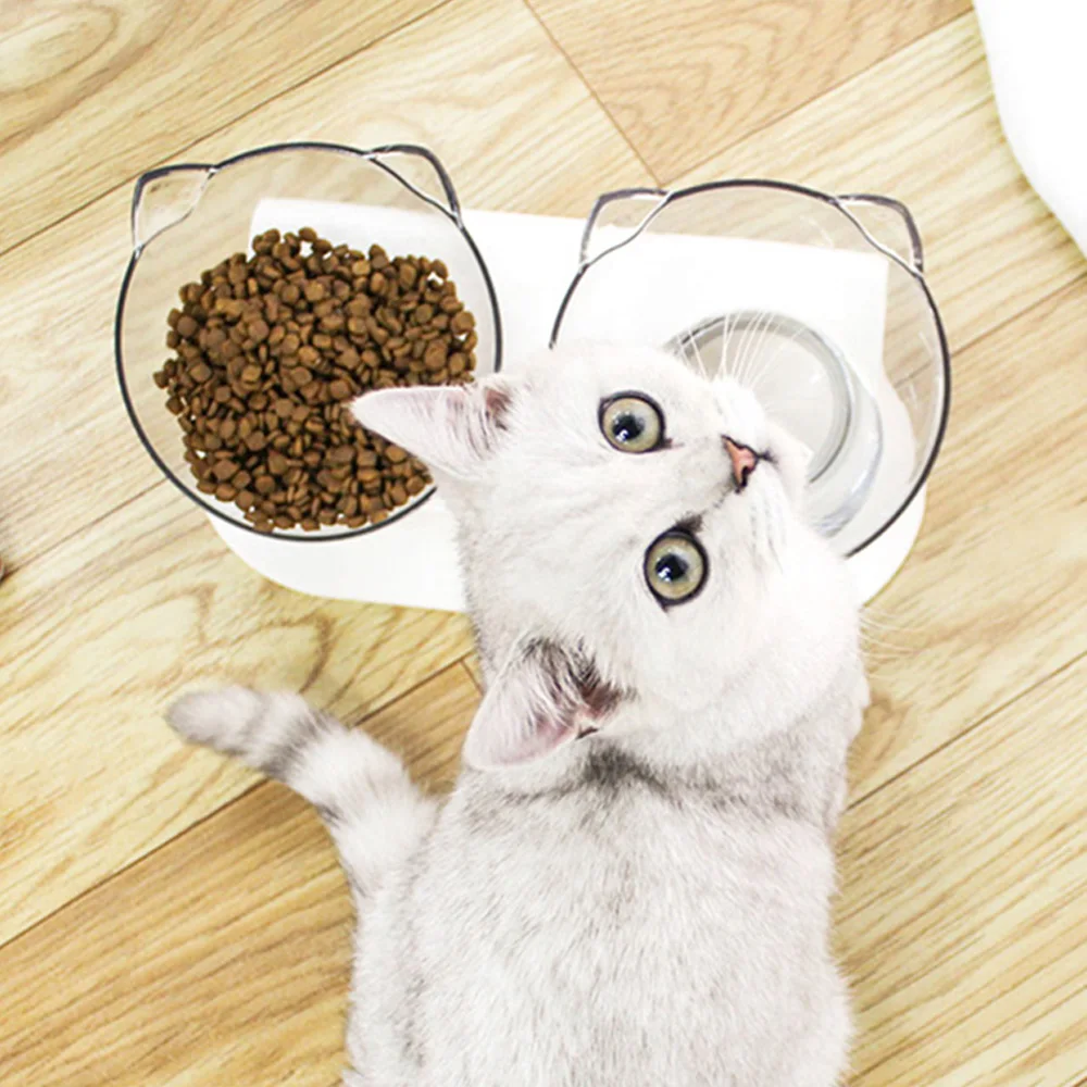 

Cat Bowl Plastic Non-slip Double Anti Roll Portable Pet Bowl Protection Cervical Water Feeder for Puppy Feeding Accessories