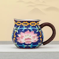 pure silver 999 fair cup handmade cloisonne lotus chinese retro style home tea dispenser