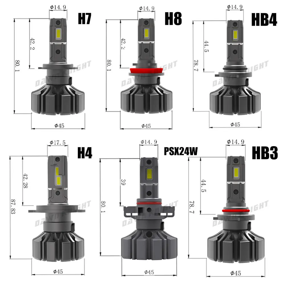 

DAWNKNIGHT S5 H8 H11 HB4 9006 H4 H7 HB3 9005 Fanless Led Car Fog Light Bulb 60W 12V 6000K Canbus Auto Led Headlight Lamp 2PCS