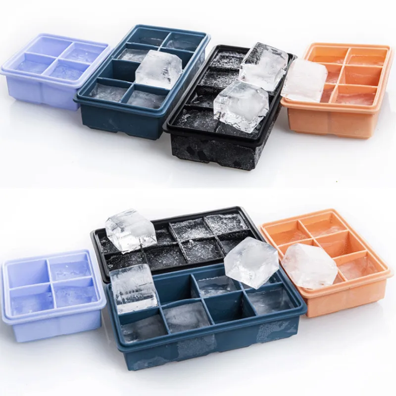 

Black 8 Big Grids Food Grade Silicone Ice Cube Maker Jumbo Large Ice Cube Square Tray DIY Mold Mould Kitchen Accessories