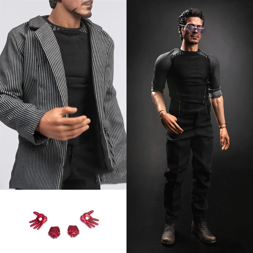 

TYM064 1/6 Scale Male Slim Repairman Tony Leisure Clothes Set with Steel Hands Type Model for 12'' Action Figure Muscle Body