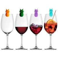 6 pcsset dedicated wine glass recognizer silicone label pineapple shaped wine glasses marker stickers barware accessories