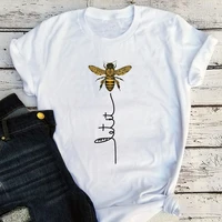 let it bee t shirt vegetarian tshirt kindness women 2020 animal lover gift clothes honey bee graphic tees plus size o neck