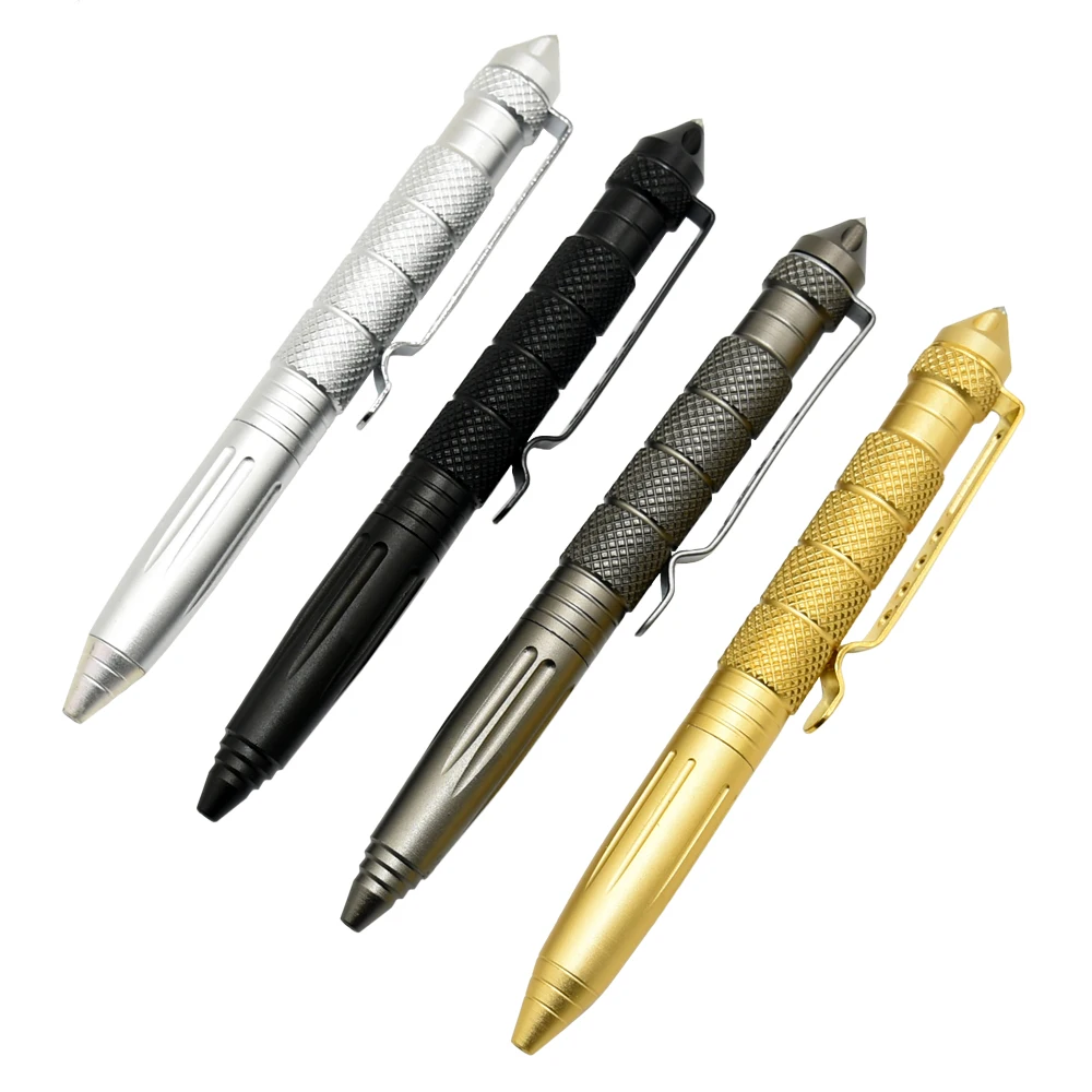 

12Pcs High Quality Metal Colour Tactical Defense Pen School Student Writing Ballpoint Pen Office Business Ink Pen Signature Pen